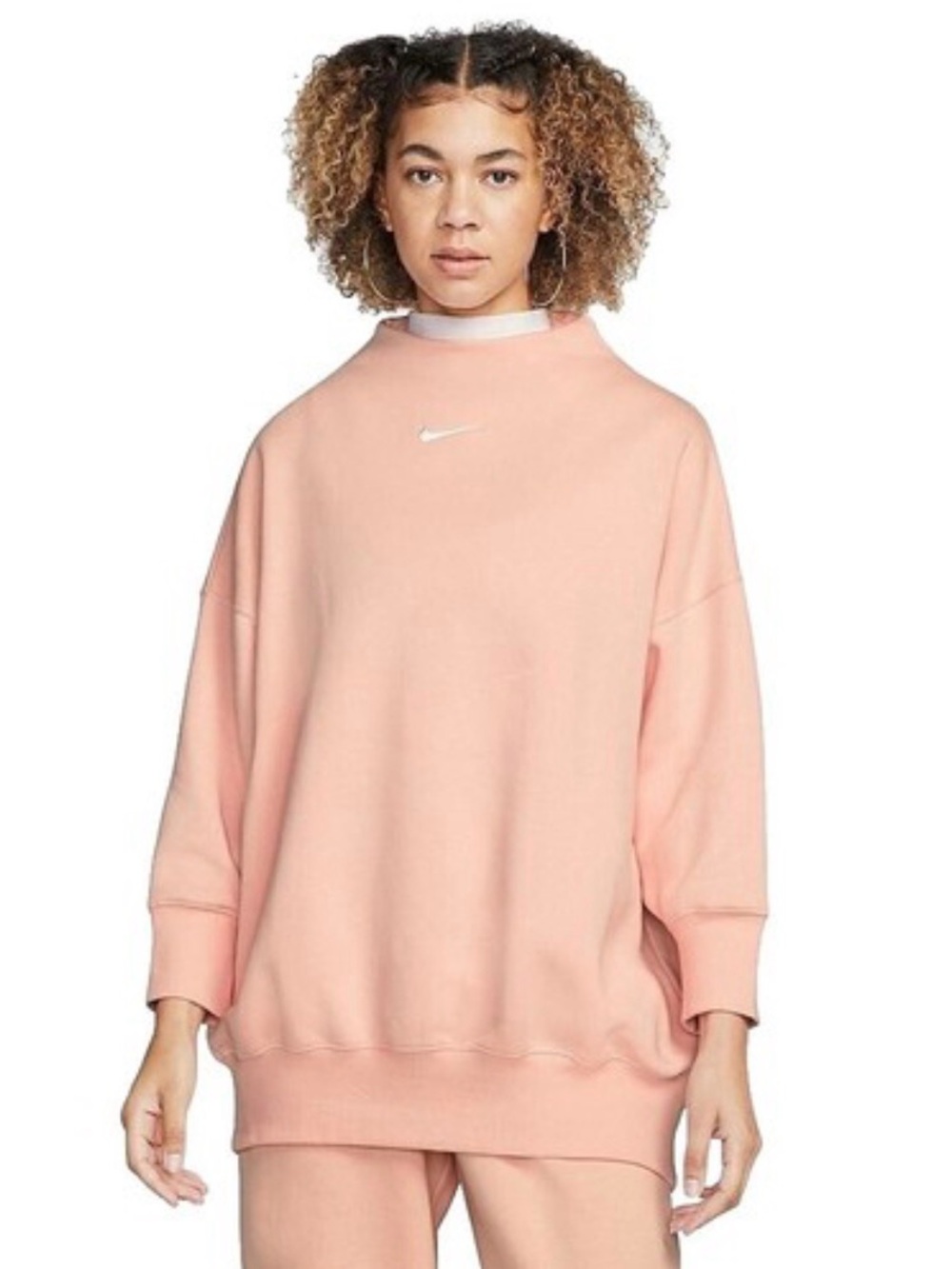Nike Pink Scoop-Neck Pullover with White Swoosh